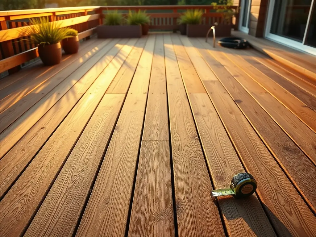 Deck boards laid in a clean and even pattern