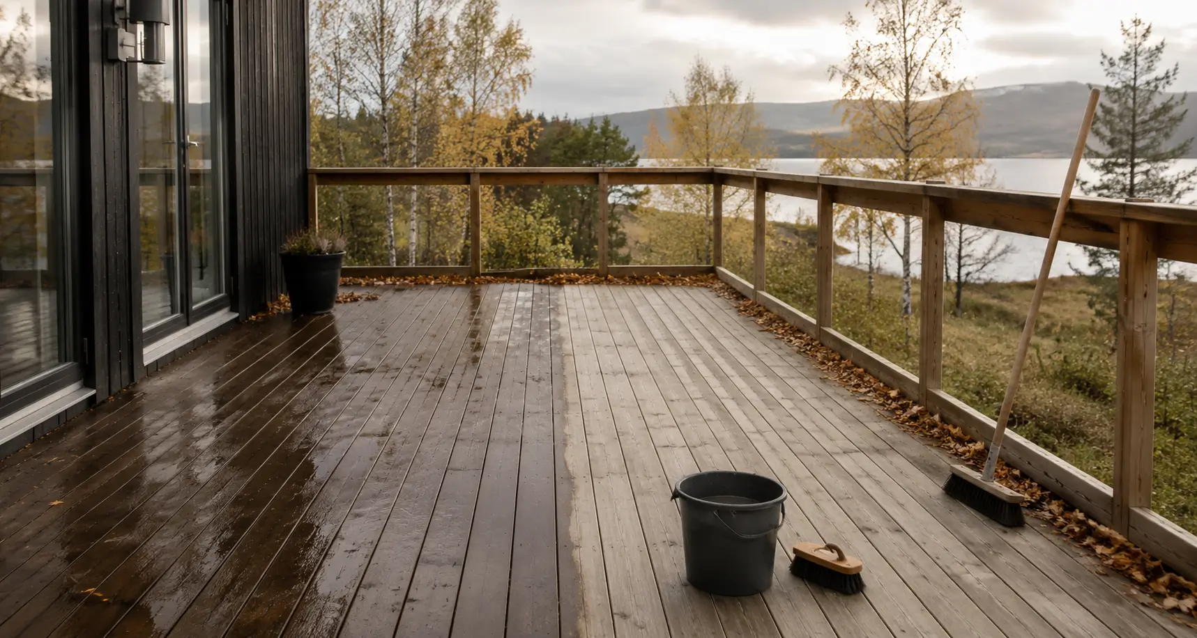 Seasonal deck maintenance through cleaning and protection